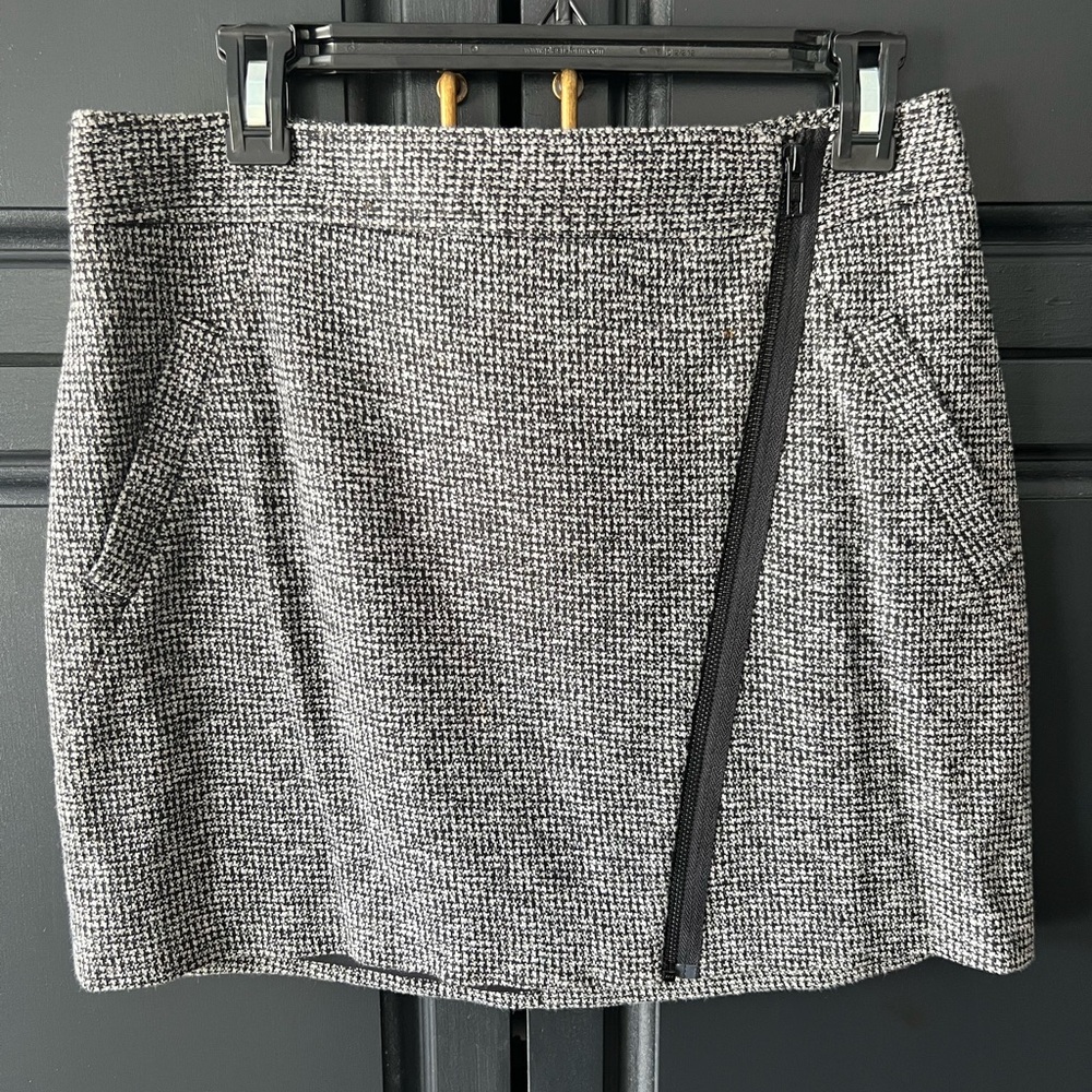 Theory Black and White Tweed Mini Skirt